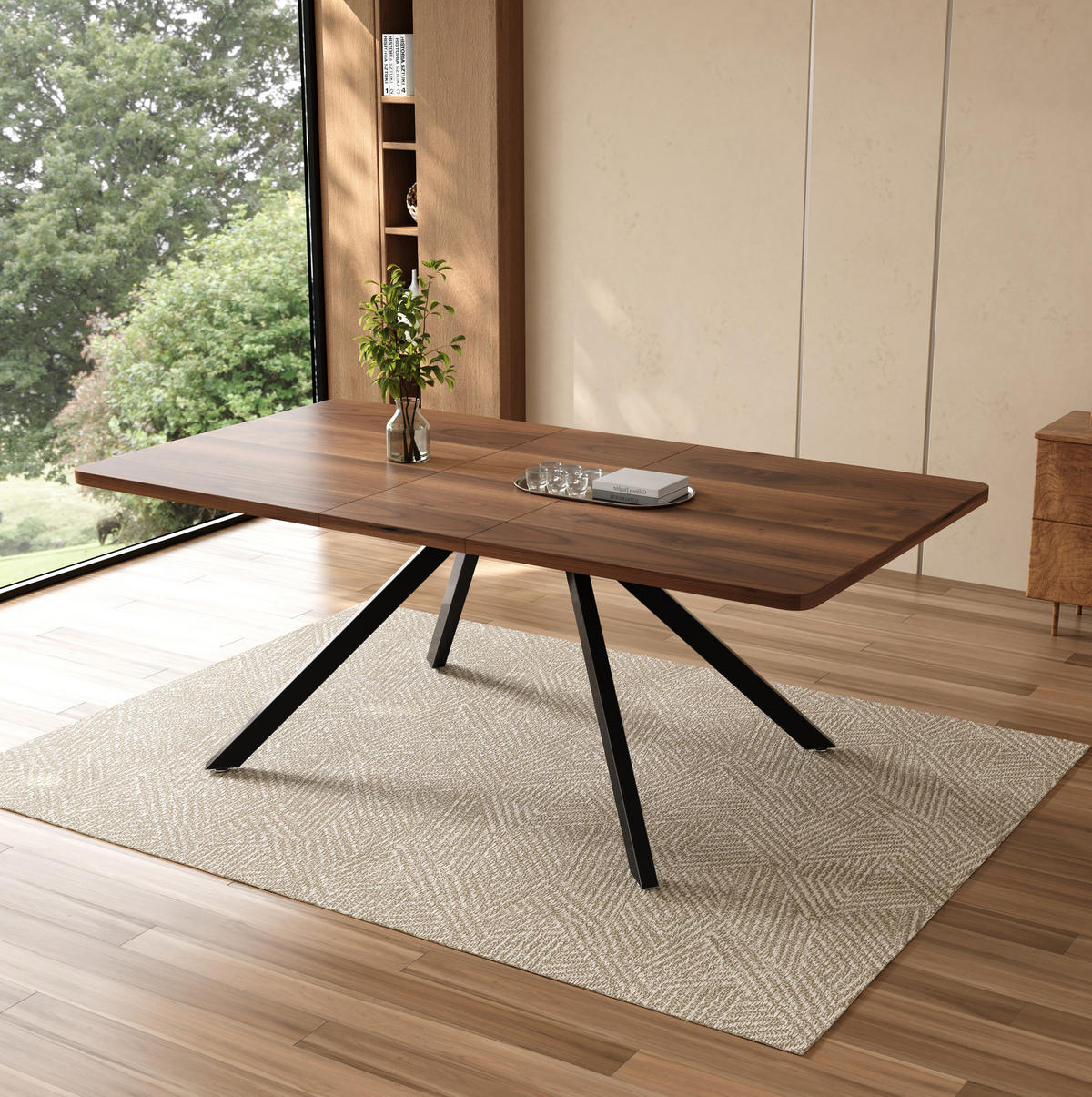 ESSTISCH 160/200/240/90 cm ausziehbar, für 6-10 Personen mit Metallbeinen und MDF-Tischplatte, Walnuss - Walnussfarben, Holzwerkstoff (240/90/74.5cm) - Redom