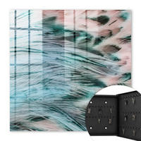 SCHLÜSSELBOX Schwarz 30x30 cm- Türöffnung nach rechts - Pastellfarbene Federn - Hellblau, Metall (30/30/5cm) - TULUP