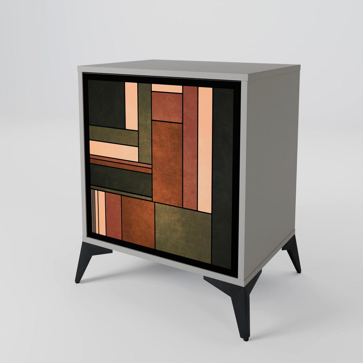 SIDEBOARD FIGURES OF NATURE, Grau, 57,5x42x75,5 cm, Goldfarbene Metallfüße - Goldfarben/Multicolor, Holzwerkstoff/Metall (57.5/75.5/42cm) - SpaceRebels