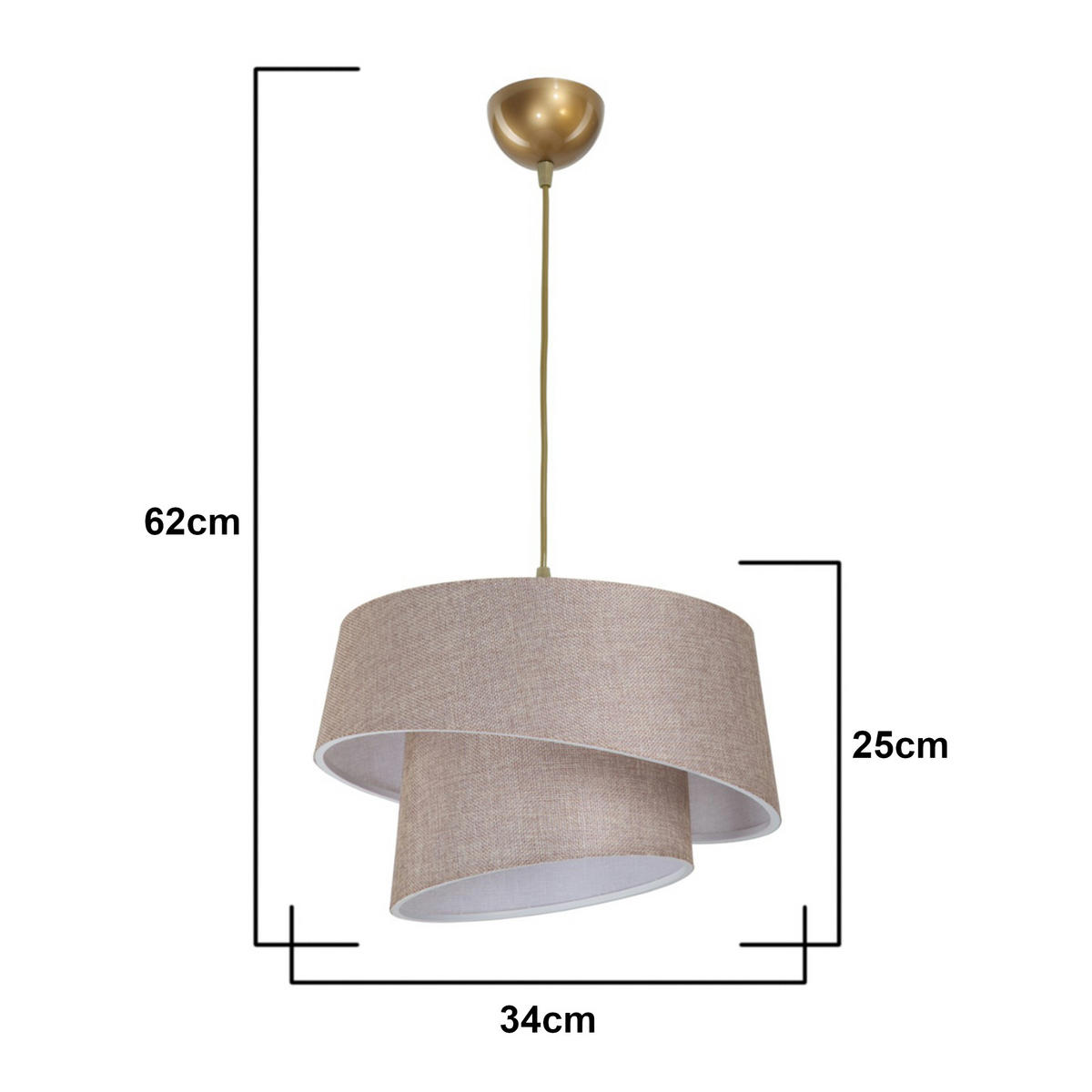 HÄNGELEUCHTE Wigan - Sandfarben, Textil (34/34/62cm) - lux.pro