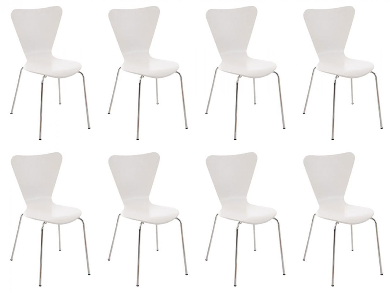BESUCHERSTUHL 8er Set Holz weiß - Weiß, Holz/Metall (45/85/49cm) - CLP