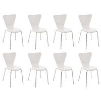 BESUCHERSTUHL 8er Set Holz weiß - Weiß, Holz/Metall (45/85/49cm) - CLP