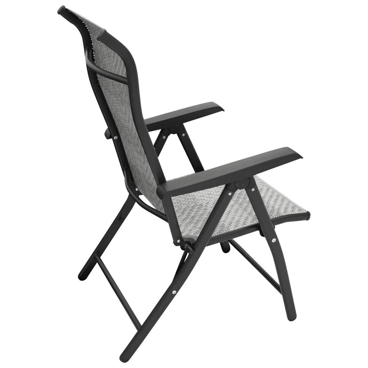 KLAPPSESSEL Washington - 2er-Set Hochlehner Ausführung 7-fach verstellbar, Gestell Stahl grau, Polyrattan braun - Grau, Metall (58/111/71cm) - TPFGarden