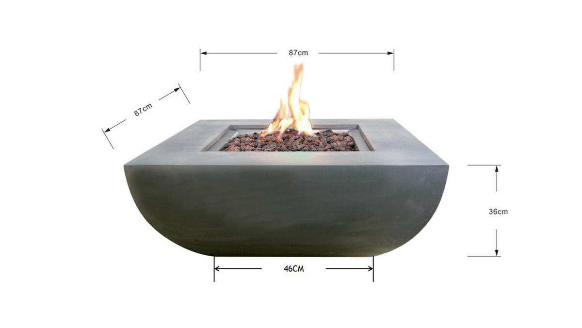 FEUERSTELLE Westport in Beton-Optik grau aus Faserbeton - Grau, Stein (98/47/98cm) - Elementi