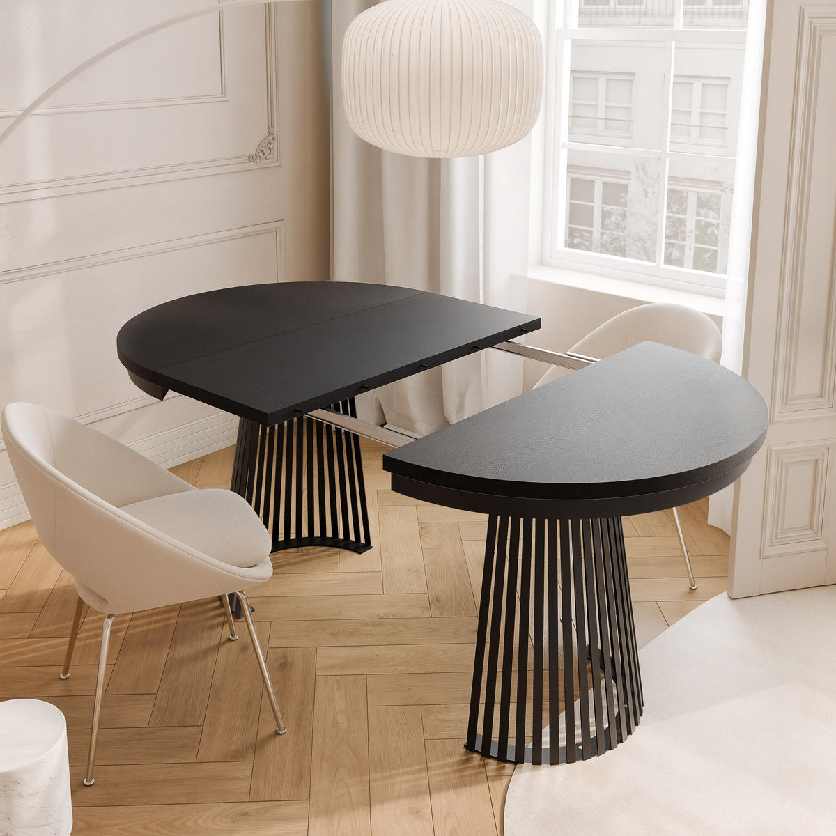 AUSZIEHTISCH AUREA 100-180/75 cm, Schwarz - Schwarz, Holzwerkstoff/Metall (100/100/75cm) - Idohome