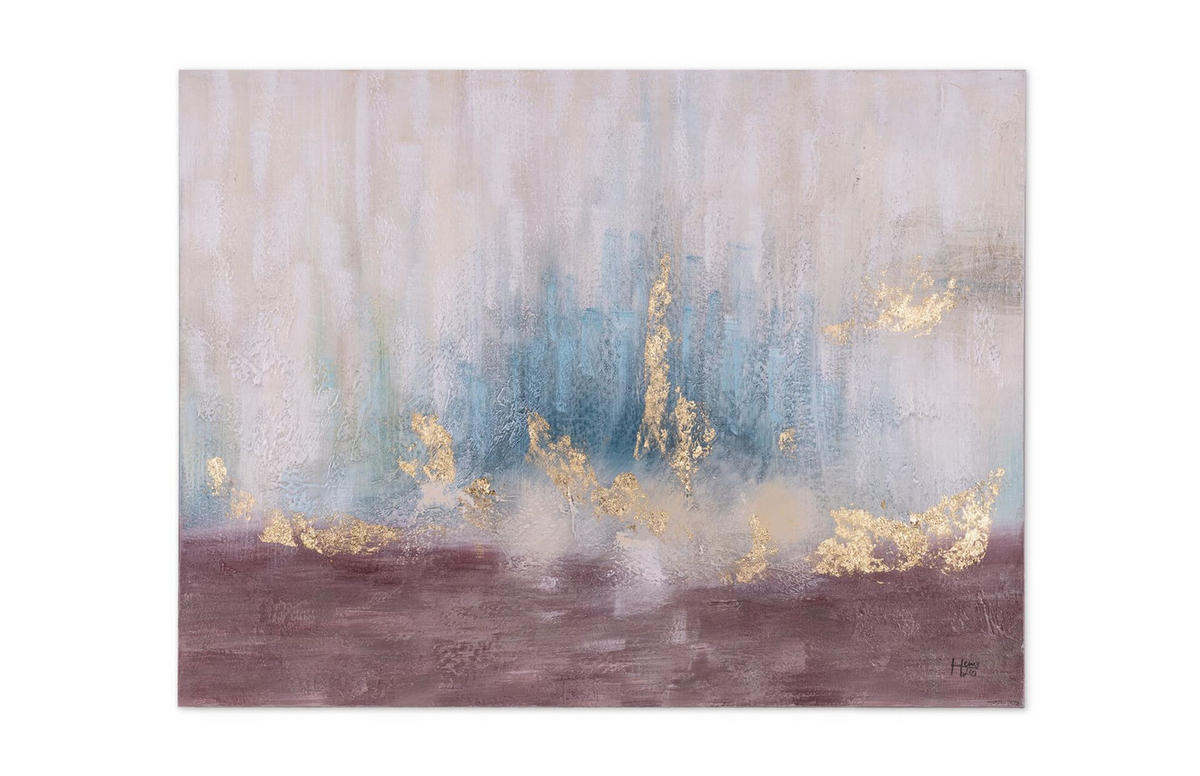 ACRYLBILD HANDGEMALT 100/75 cm - Türkis, Holz/Textil (100/75cm) - KUNSTLOFT