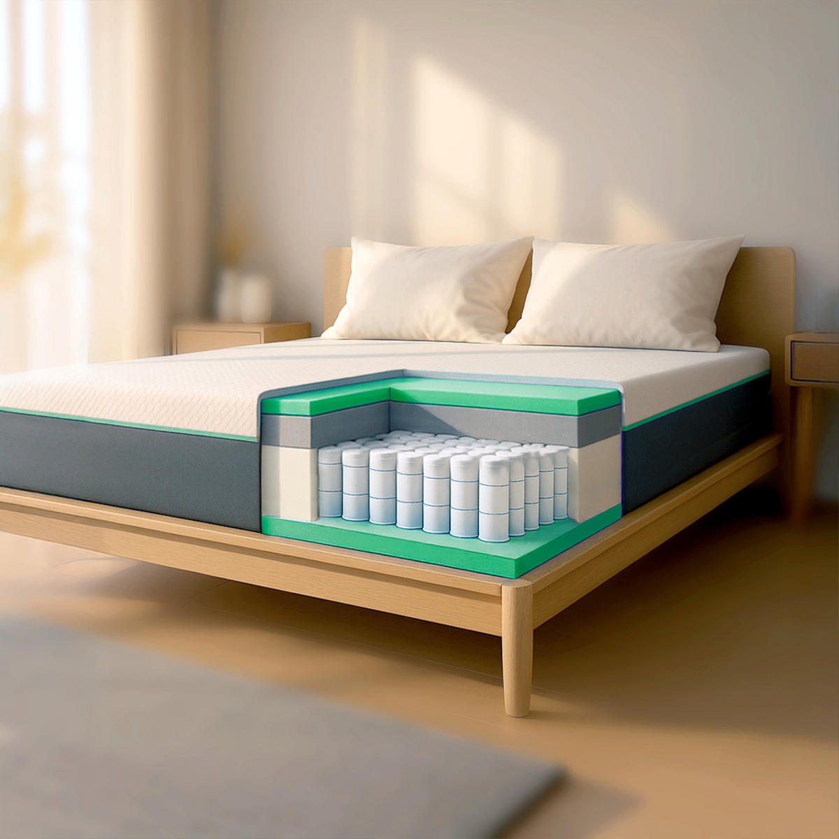 MATRATZE 180x200 | Memory Foam & Federn | H 25 cm - Weiß, Textil (180/200cm) - The White Stone