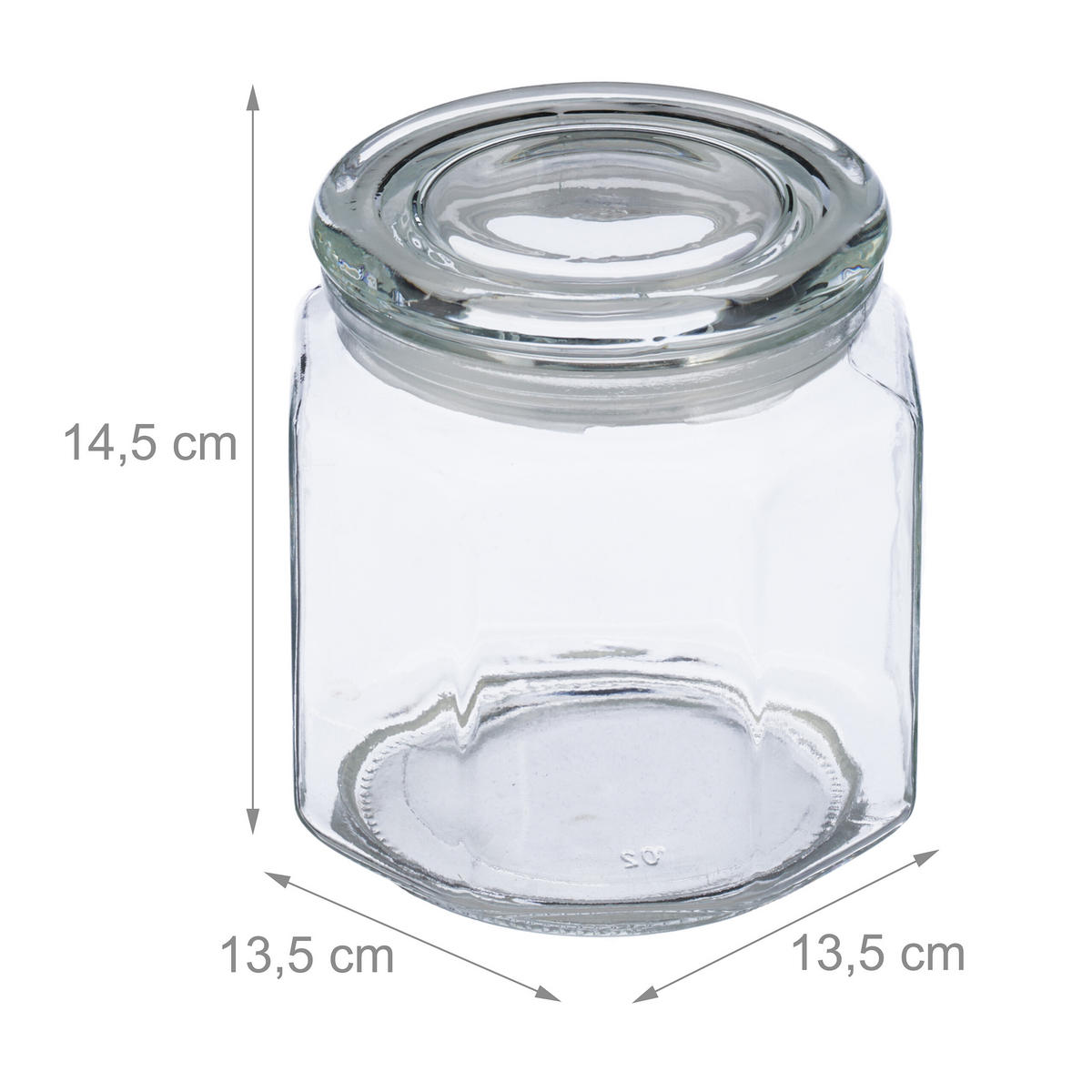 6xVORRATSGLAS - Transparent, Glas/Kunststoff (13.5/14.5/13.5cm) - Relaxdays