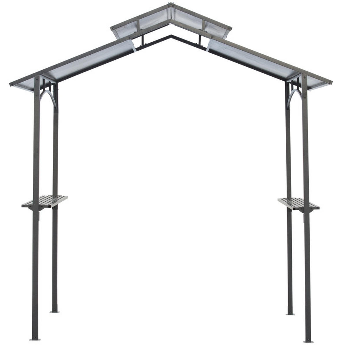 GRILLPAVILLON mit Flammschutzdach, mit 2 Ablagen 2.5 x 1.5 m Stahl PC, Schwarz+Braun - Schwarz, Metall (150/250/240cm) - Hauptrolle