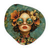 WANDBILD Frau - Blumen - Schmetterlinge - Natur - Vintage 40x40 cm - Petrol, Kunststoff (40/40cm) - MuchoWow