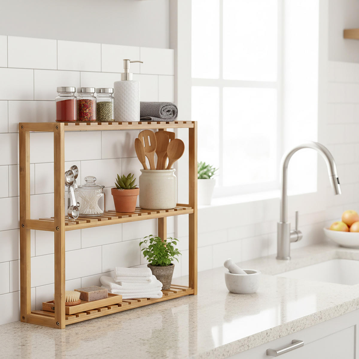 WANDREGAL - Hellbraun, Holz (60/54/15cm) - Relaxdays