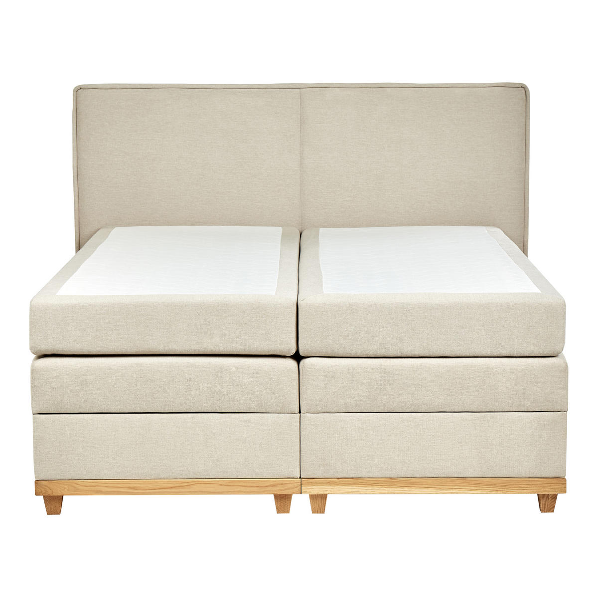BOXSPRINGBETT 160/200cm Helles Beige Dynasty - Beige, Textil (160/200cm) - Beliani