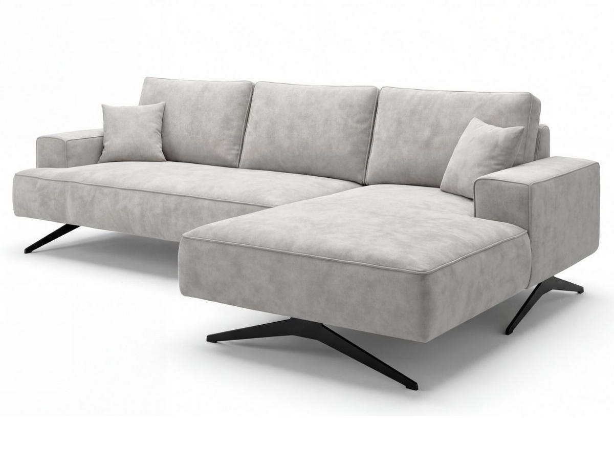 ECKSOFA Leto Grau Rechts - Schwarz/Grau, Holz/Textil (165/260cm) - Graingold