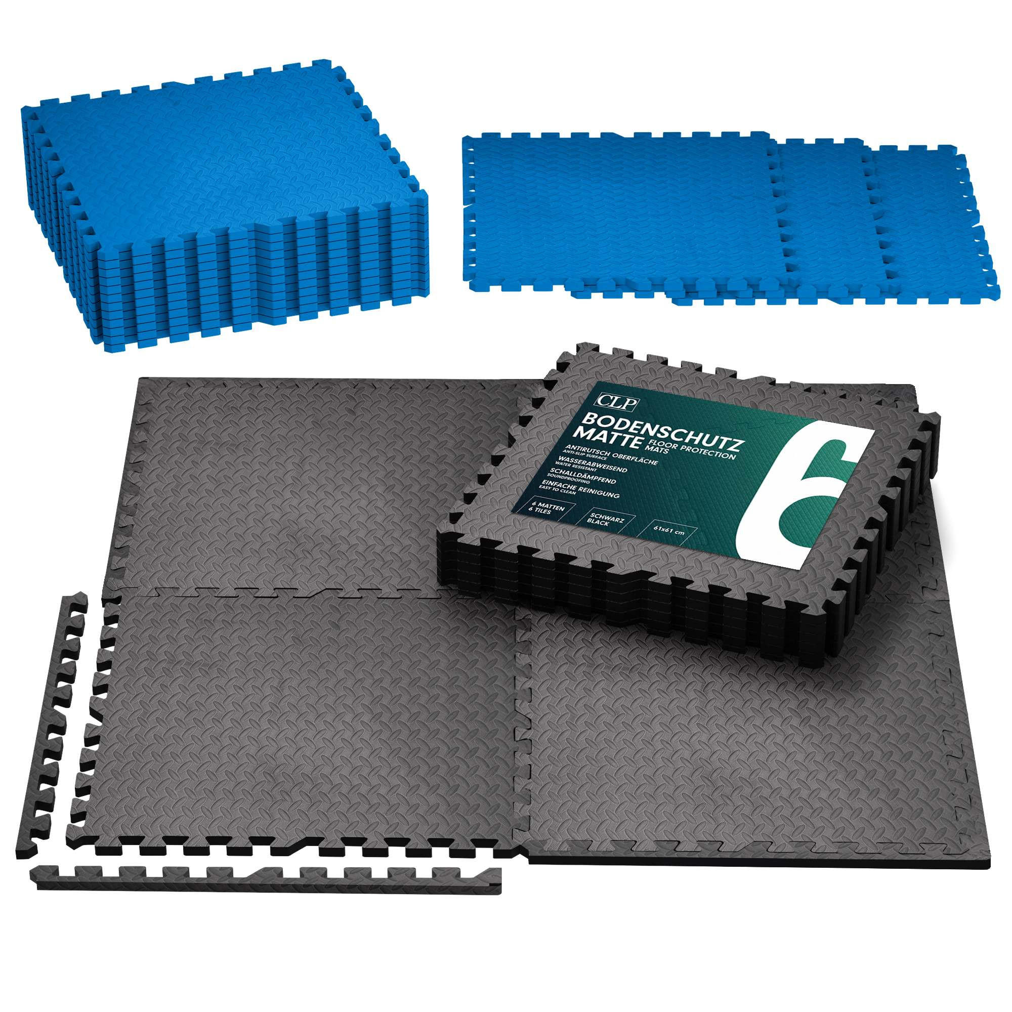 BODENSCHUTZMATTE 6er Set Kunststoff Schwarz - Schwarz, Kunststoff (60/60cm) - CLP