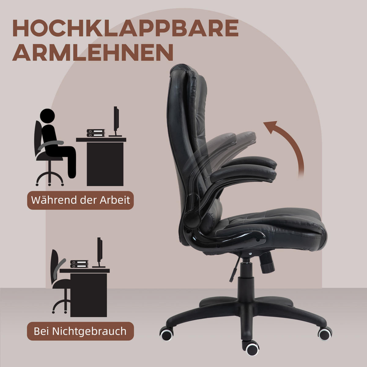 BÜROSTUHL - Schwarz, Kunststoff (69/121/60cm) - HOMCOM