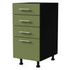 SCHUBLADENUNTERSCHRANK Brerra D4A/40 Korpus schwarz / Front RAL 6025 farngrün Matt 40 / 50 / 82 cm - Schwarz/Grün, Holz/Holzwerkstoff (40/82/50cm) - Feldmann-Wohnen