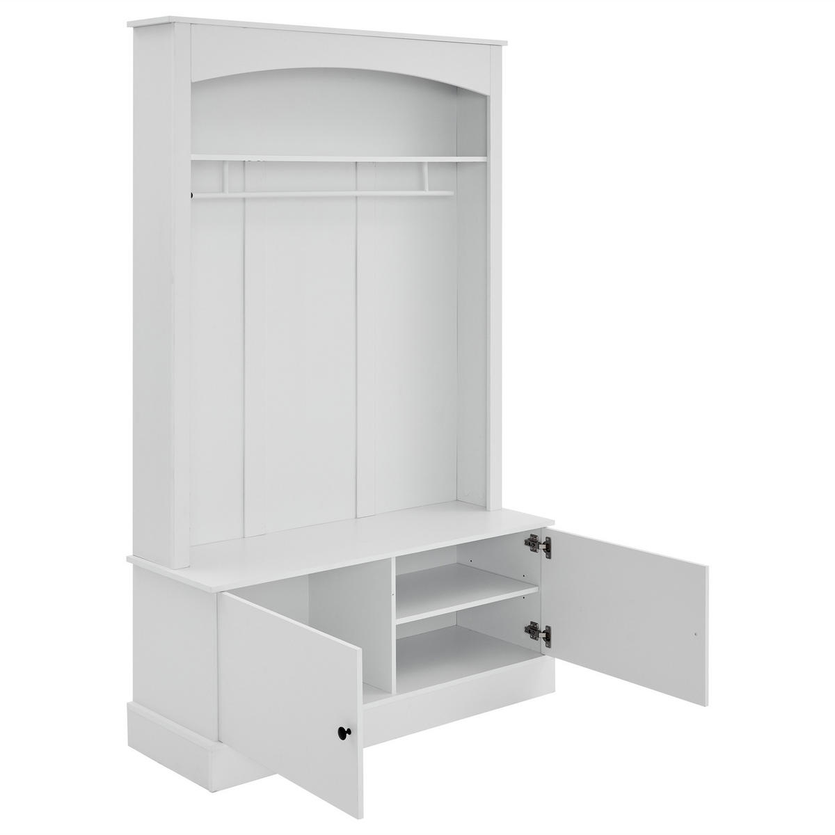 GARDEROBE Weiß Schuhbank Schuhschrank verstellbare Regale Flur - Weiß, Holzwerkstoff (120/190/40cm) - FLIEKS