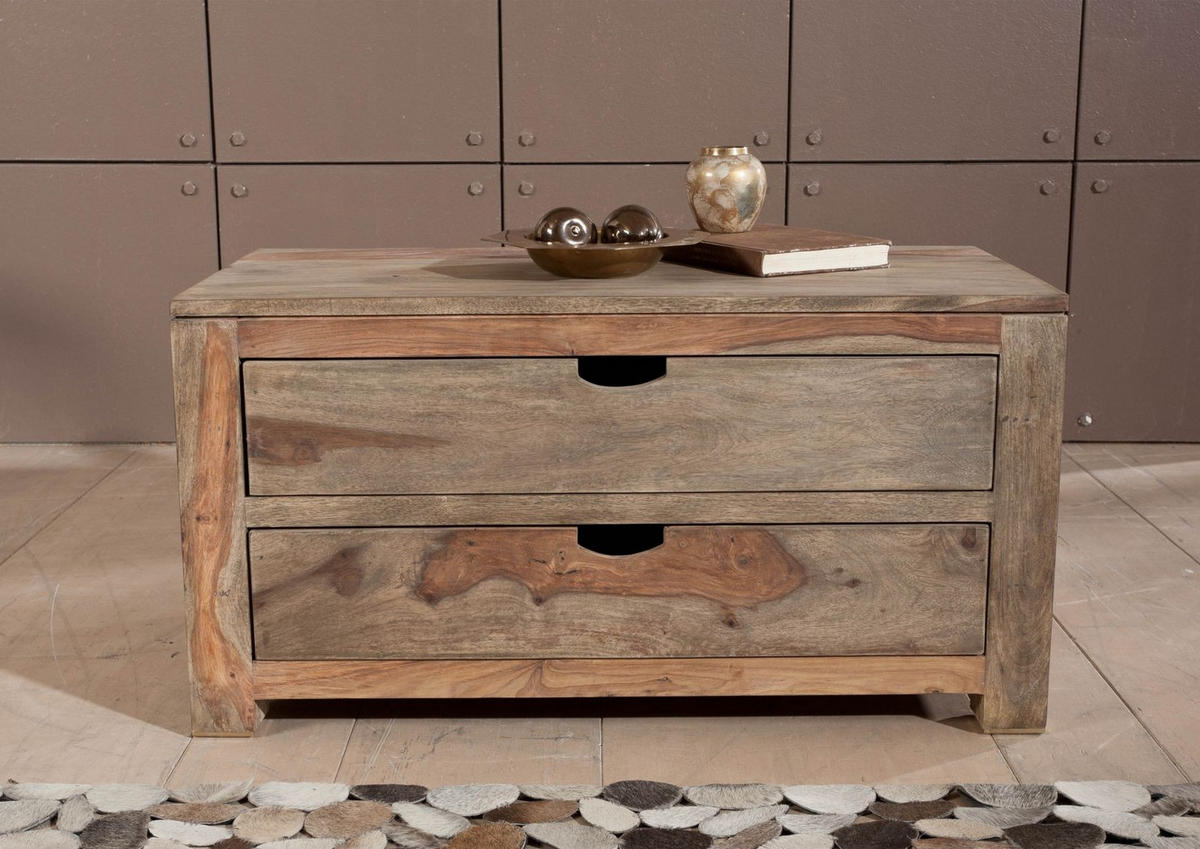 KOMMODE Sheesham 87x45x45 grau geölt NATURE GREY #0124 - Grau, Holz (87/45/45cm) - Massivmoebel24