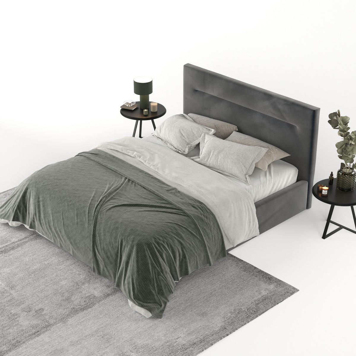 POLSTERBETT Liline 140/200 cm Anthrazit im Paros Stoff - Anthrazit/Schwarz, Holz/Holzwerkstoff (140/200cm) - AltaBeds