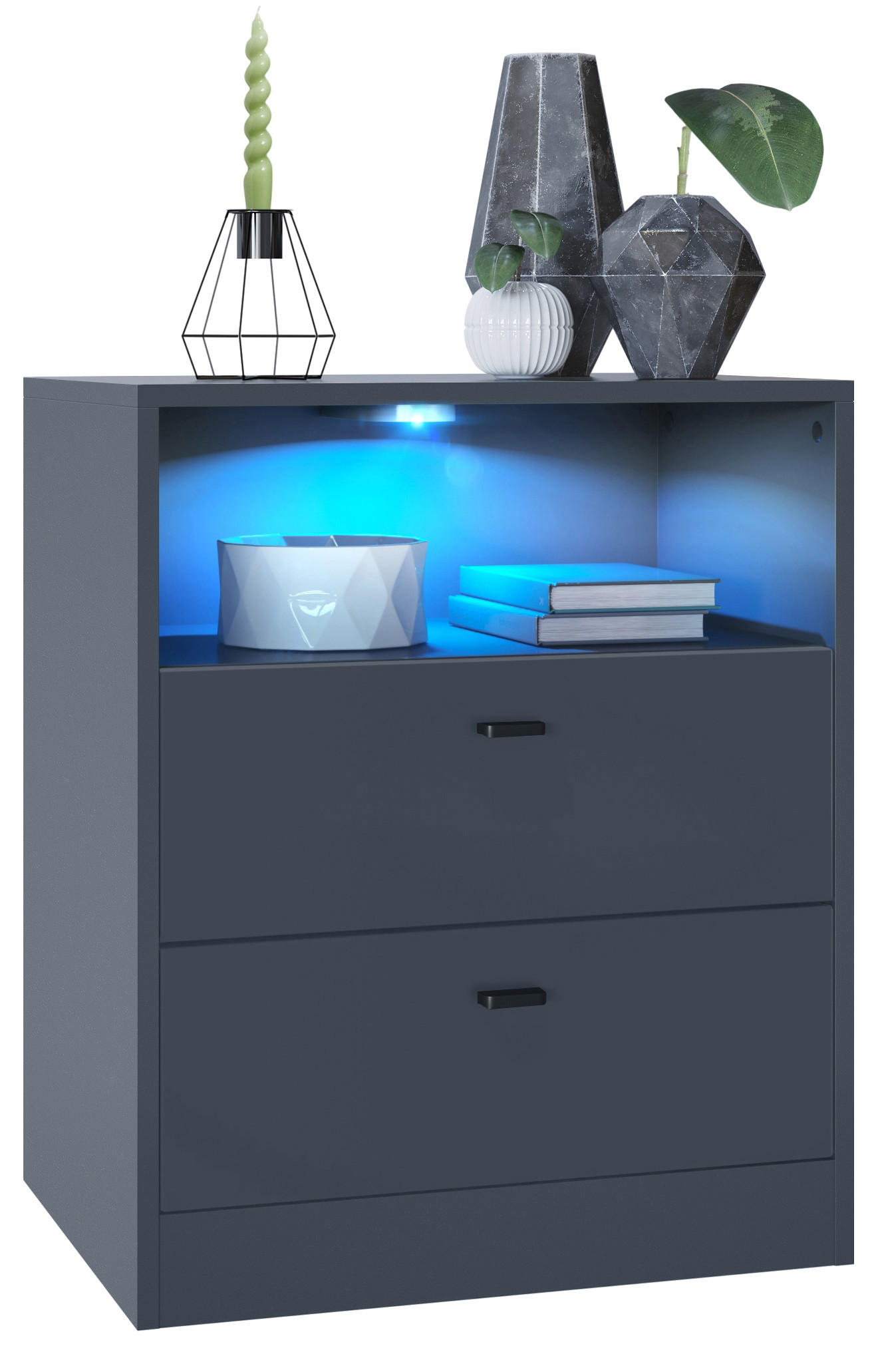 Vladon Kommode Anthrazit, Dunkelgrau 56x67.5x36 cm