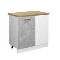 ECKUNTERSCHRANK R-Line Beton 86 cm, AP Eiche - Schieferfarben/Weiß, Holzwerkstoff (86/81.6/60cm) - Vicco