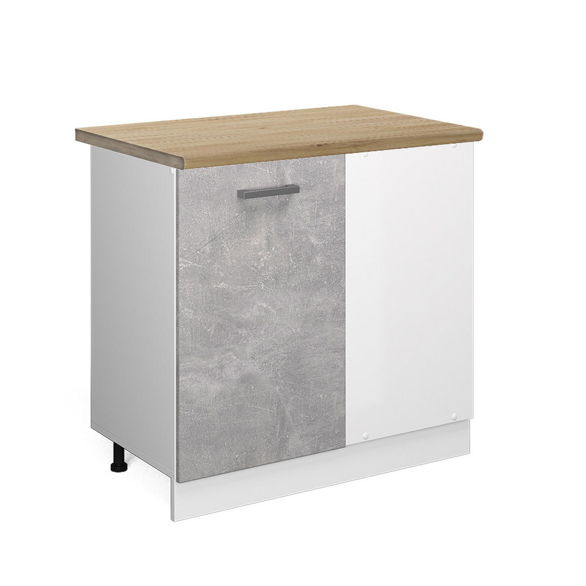 ECKUNTERSCHRANK R-Line Beton 86 cm, AP Eiche - Schieferfarben/Weiß, Holzwerkstoff (86/81.6/60cm) - Vicco
