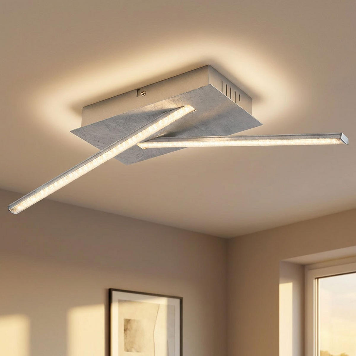 LED DECKENLEUCHTE Fuego Silber Metallic - Silberfarben, Metall (48/12/11cm) - Globo Lighting