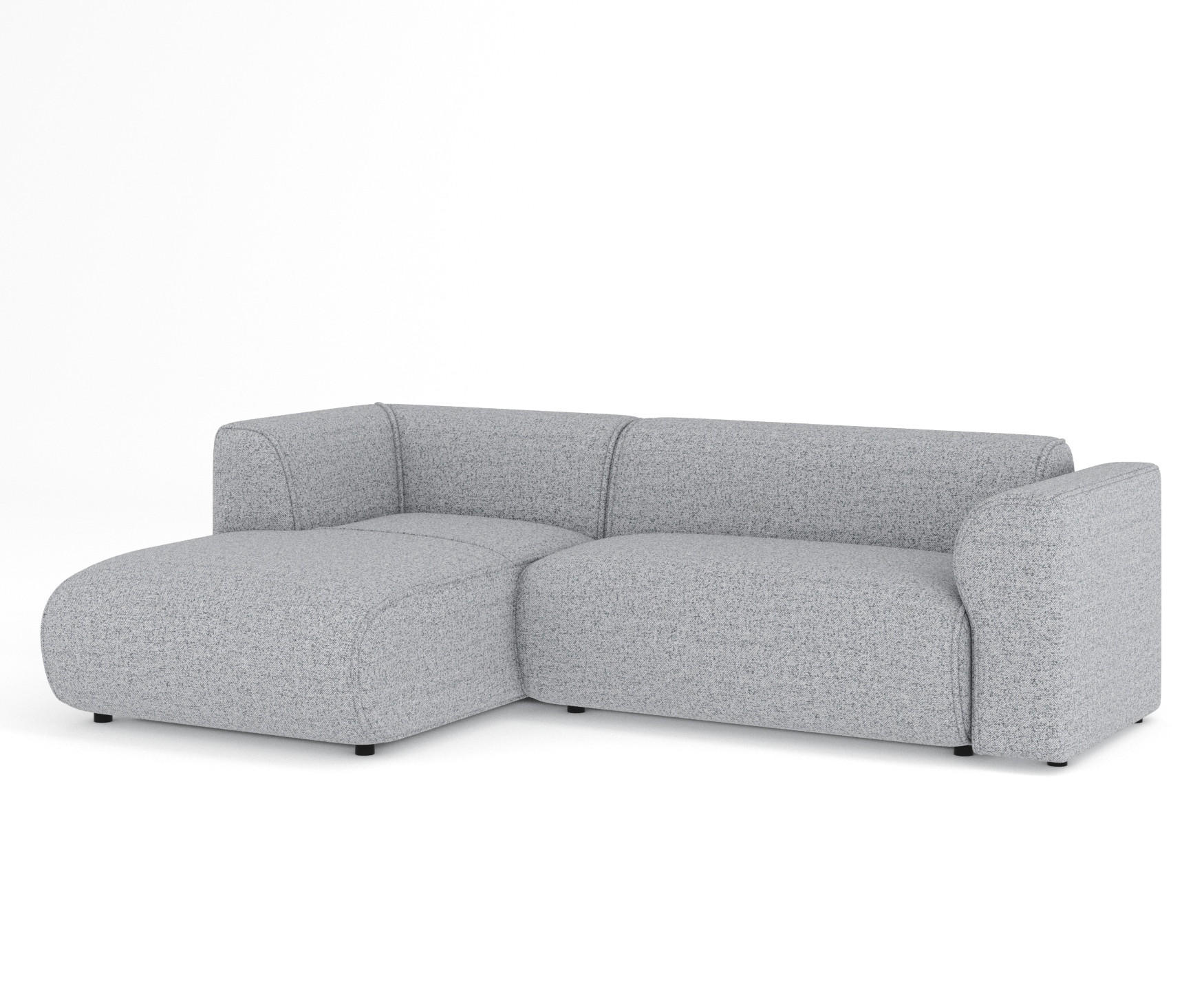 ECKSOFA Melani Grau Webstoff - Schwarz/Grau, Holz/Holzwerkstoff (253/153cm) - Maison de Reve