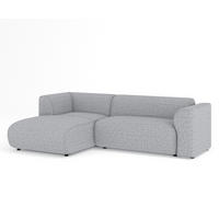 ECKSOFA Melani Grau Webstoff - Schwarz/Grau, Holz/Holzwerkstoff (253/153cm) - Maison de Reve