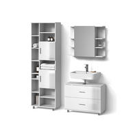 BADMÖBEL-SET Eisak Weiß Hochglanz 3 Teile, mit Hochschrank - Weiß Hochglanz/Weiß, Holzwerkstoff (80/60/33cm) - Livinity®