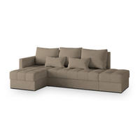 ECKSOFA LUMARI L-S Braun Plüsch-Stoff mit Schlaffunktion - Braun, Holz (262/143cm) - MASSENO