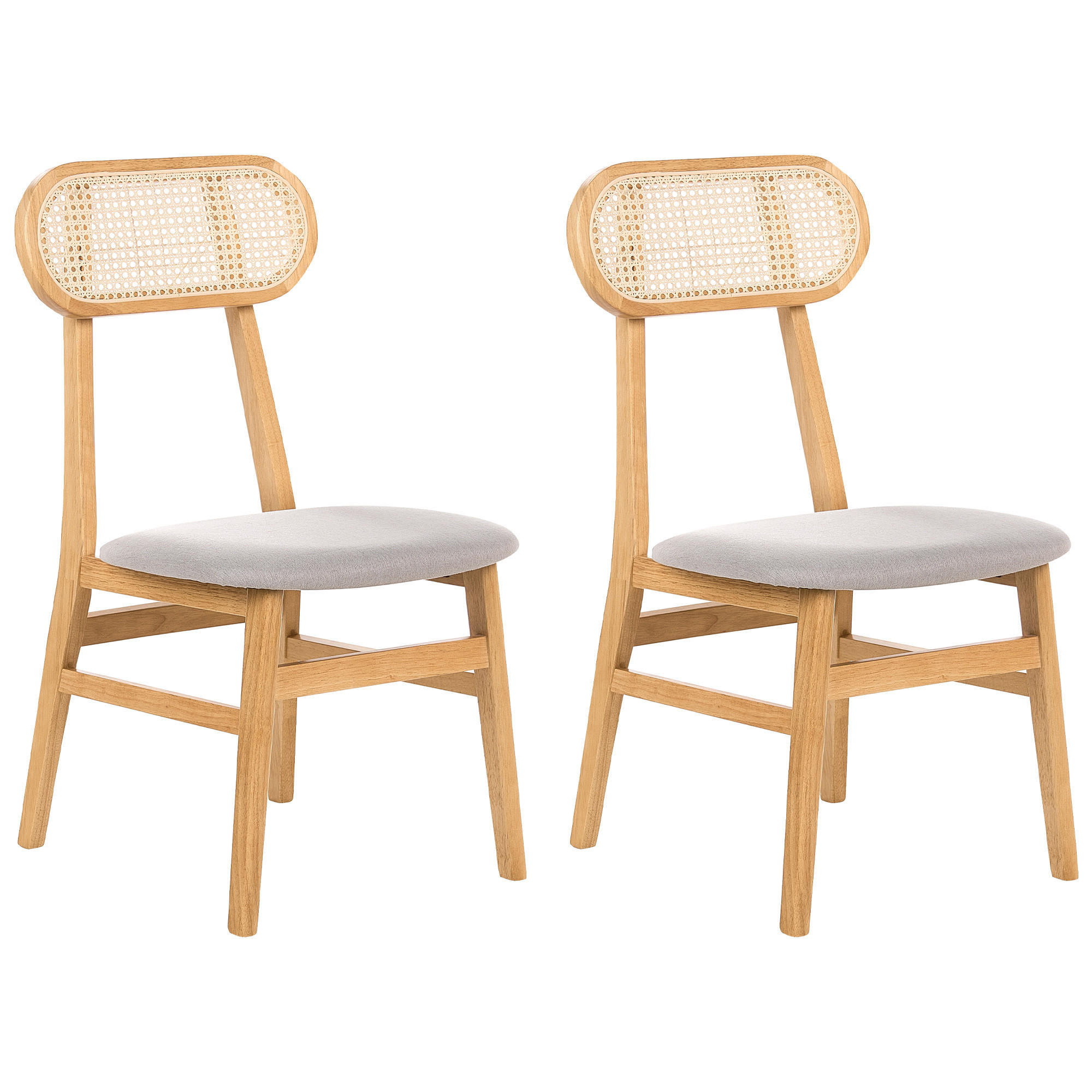 ESSZIMMERSTUHL 2er-Set Holz Hellbraun/Hellgrau Fallon - Hellgrau, Holz (47/90/50cm) - Beliani