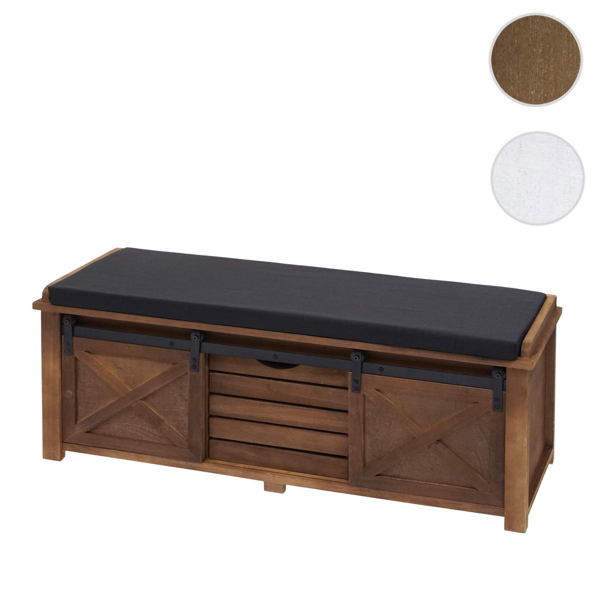 SITZBANK MIT STAUFÄCHERN Schwarz - Schwarz, Holz (102/43/33cm) - MCW