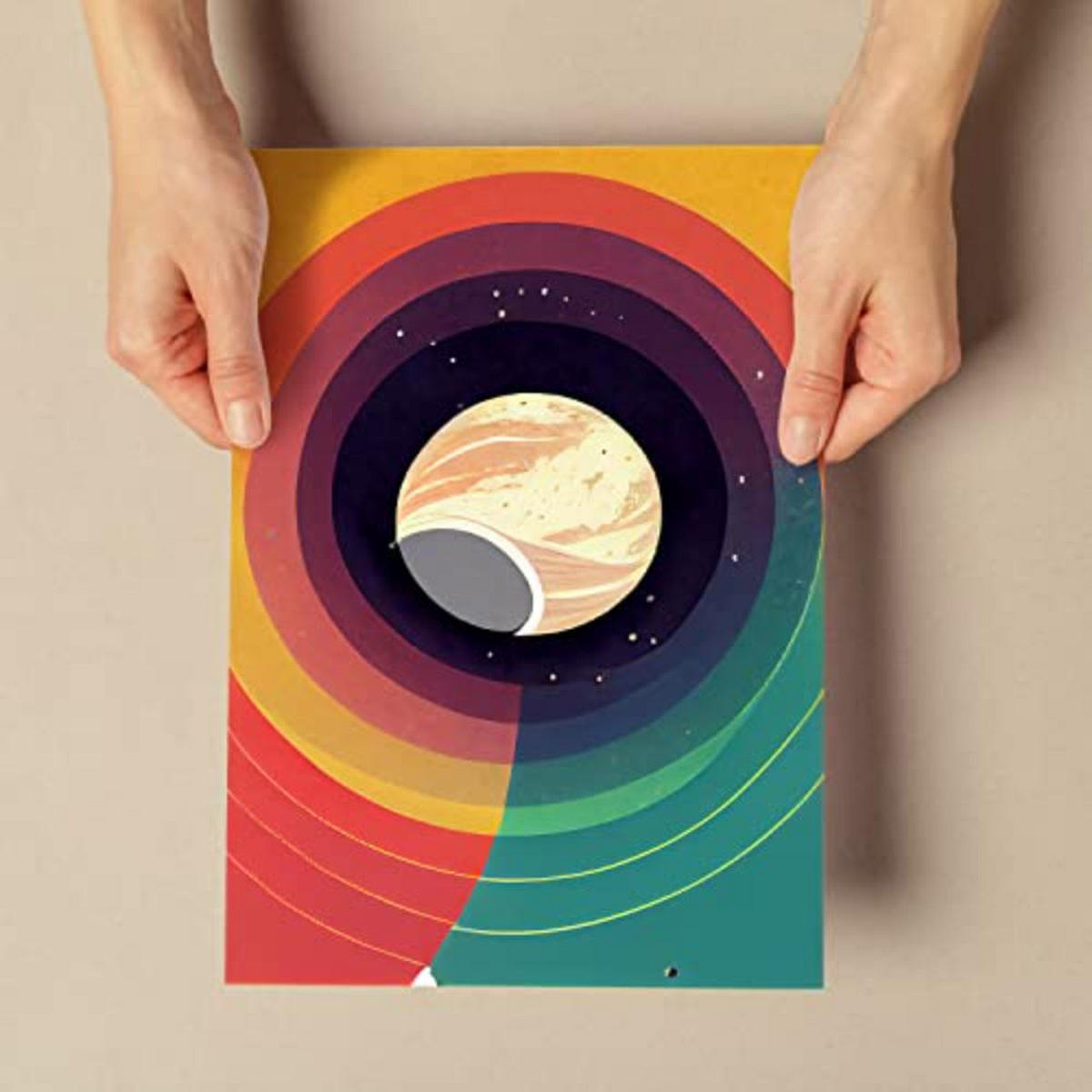 POSTER Set mit 4 Kreisförmig Abstrakt Moderne Galaxien A4 Rahmenlos - Klar, Papier (29.7/3cm) - Nacnic