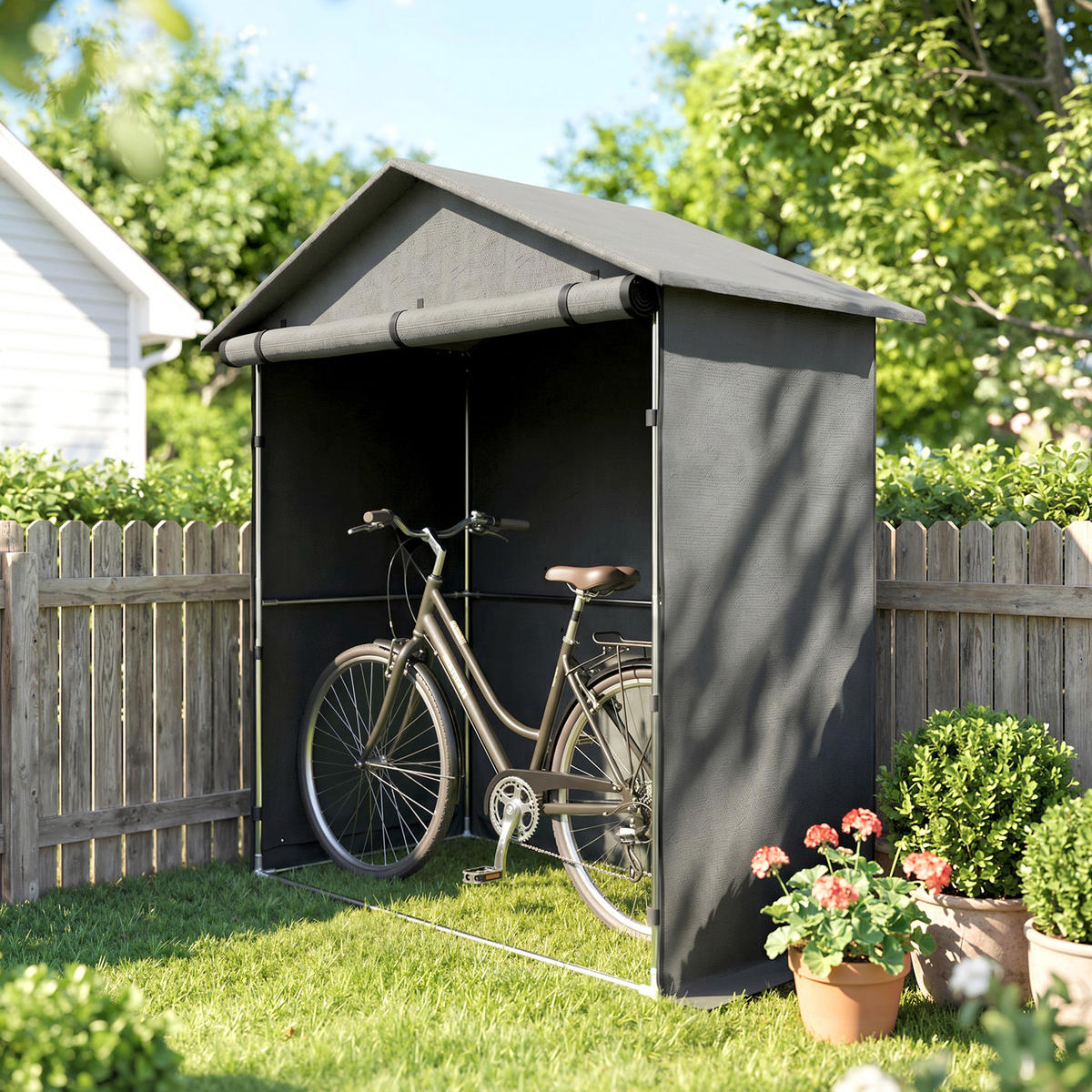 CARPORT Dunkelgrau 1 Stück - Dunkelgrau, Kunststoff/Metall (112/200/200cm) - GiPP