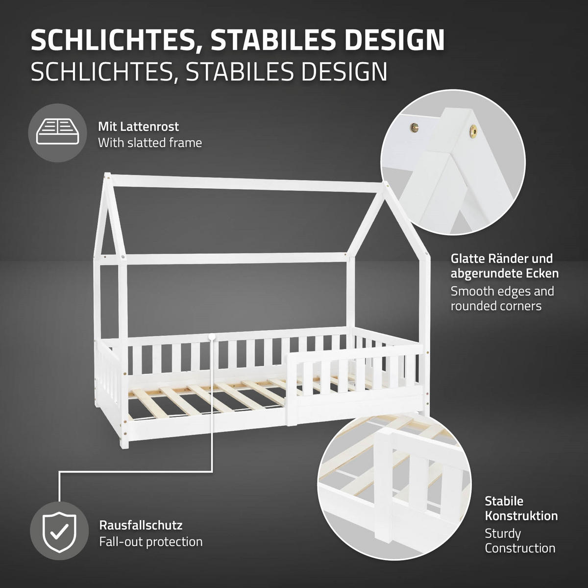 KINDERBETT mit Dach 80x160 cm Weiß - Weiß, Holz (80/160cm) - ML-DESIGN