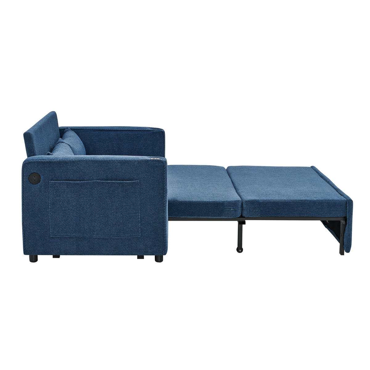 SCHLAFSOFA 134/82/73 cm Marineblau mit USB Charging und Aufbewahrungstasche - Blau, Textil (134/73/195cm) - Oxeza