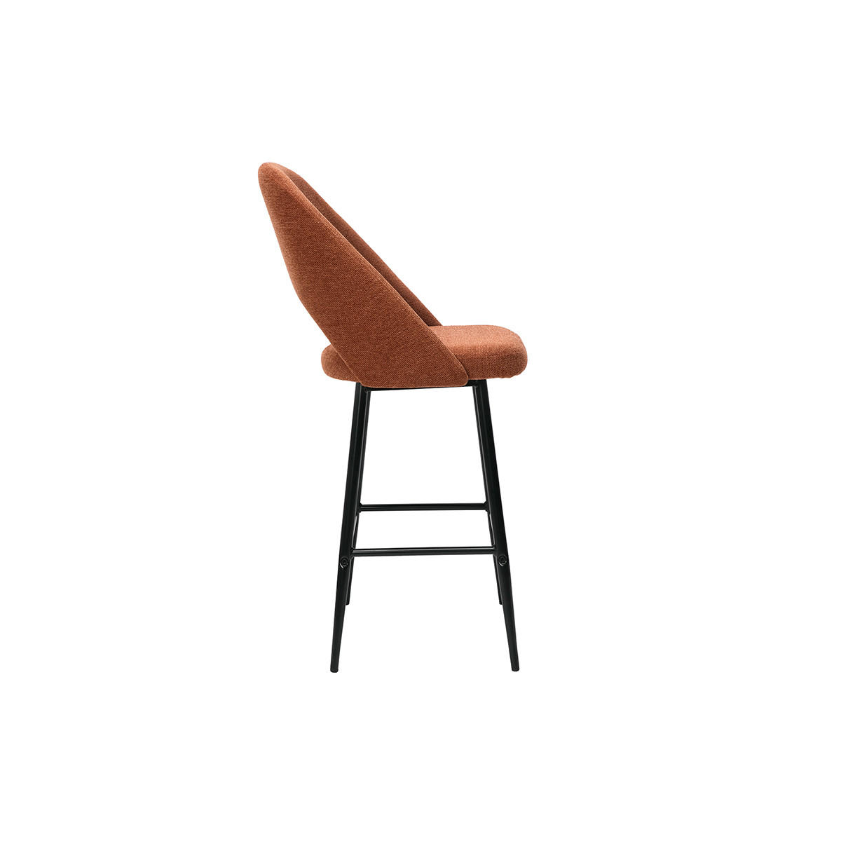 BARHOCKER Stoff Rostbraun Samteffekt H65 cm 2er-Set COSETTE - Orange, Textil (54/99/51.5cm) - Miliboo