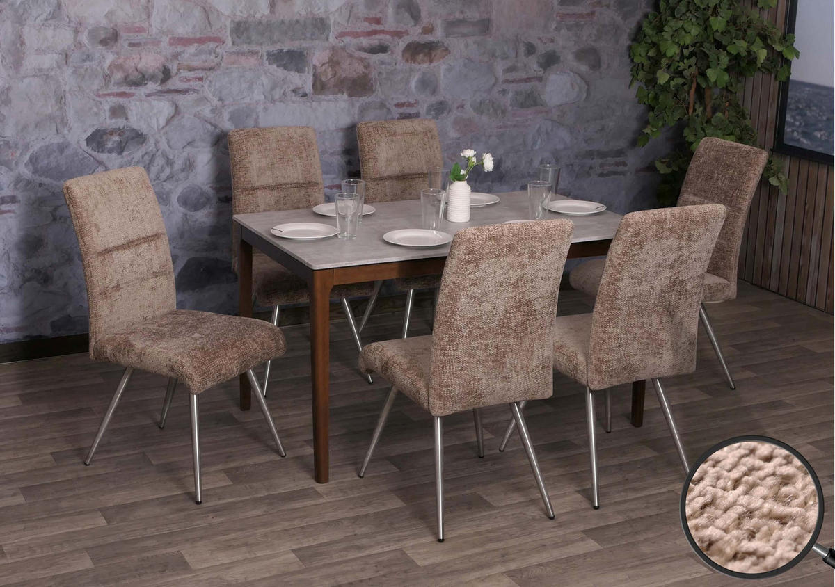 ESSZIMMERSTUHL Braun 6er-Set - Braun, Textil (68/97/64cm) - MCW