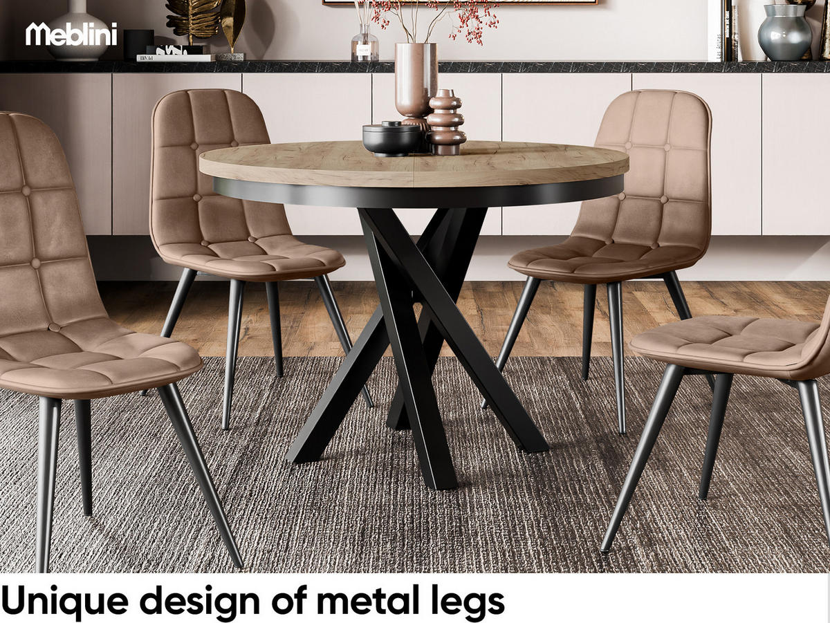 ESSTISCH CHRIS - Honigeiche/Schwarz, Holzwerkstoff (100/100/77cm) - Meblini