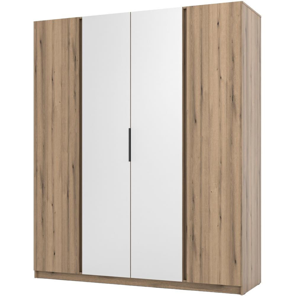 DREHTÜRENSCHRANK Kaya 200/62/239 4-Türig mit zwei Spiegel - Eichefarben, Holzwerkstoff (200/239/62cm) - Beautysofa