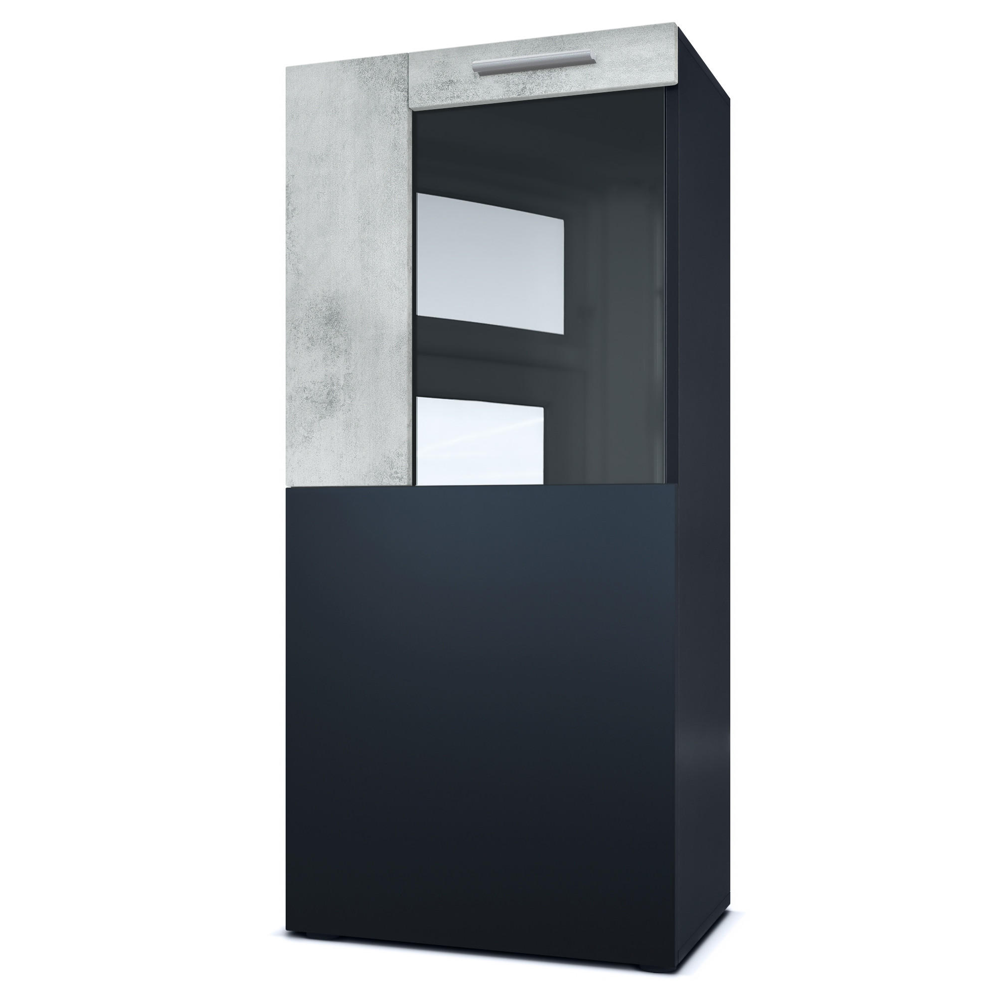 VITRINE Movie Absetzungen in Beton Oxid Optik - Hellgrau, Holzwerkstoff (50.5/111/32.5cm) - Vladon
