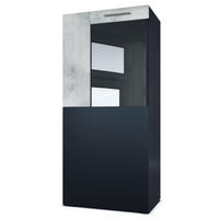 VITRINE Movie Absetzungen in Beton Oxid Optik - Hellgrau, Holzwerkstoff (50.5/111/32.5cm) - Vladon