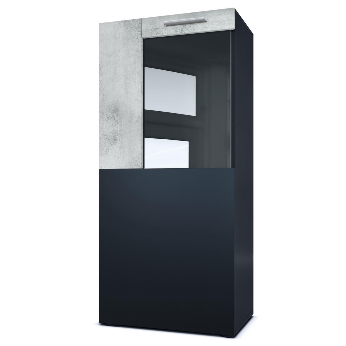 VITRINE Movie Absetzungen in Beton Oxid Optik - Hellgrau, Holzwerkstoff (50.5/111/32.5cm) - Vladon