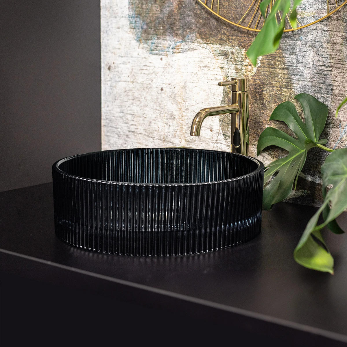 AUFSATZWASCHBECKEN Rea Ingrid Black - Schwarz, Keramik (40/13/40cm) - REA