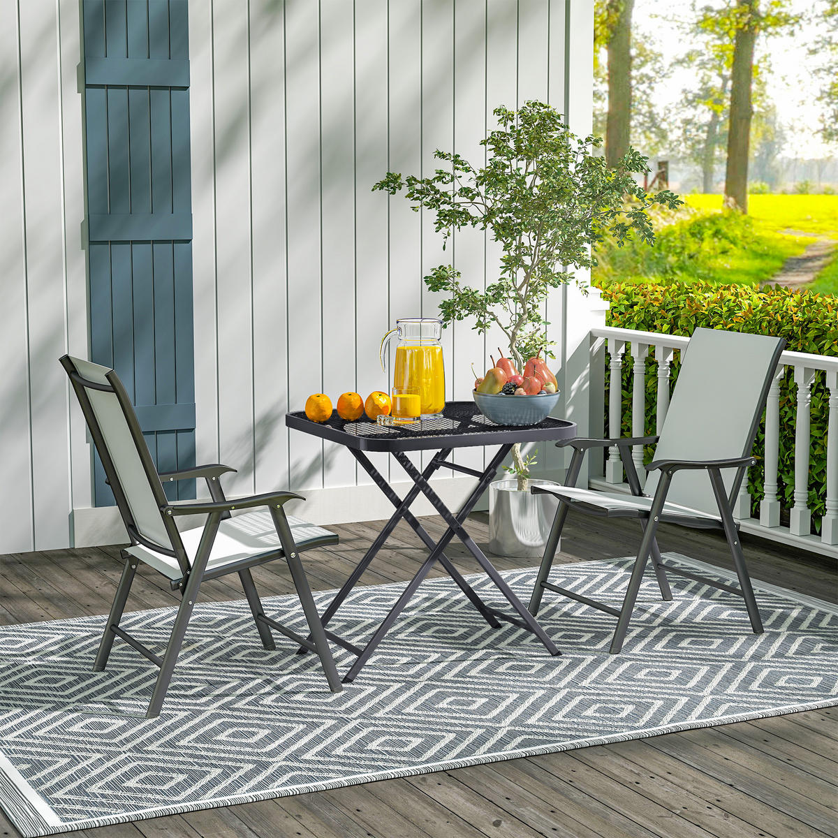 GARTENTISCH DE-07279 klappbar mit Ausschnitt-Design Schwarz - Schwarz, Metall (70/70/72cm) - ComfortXL