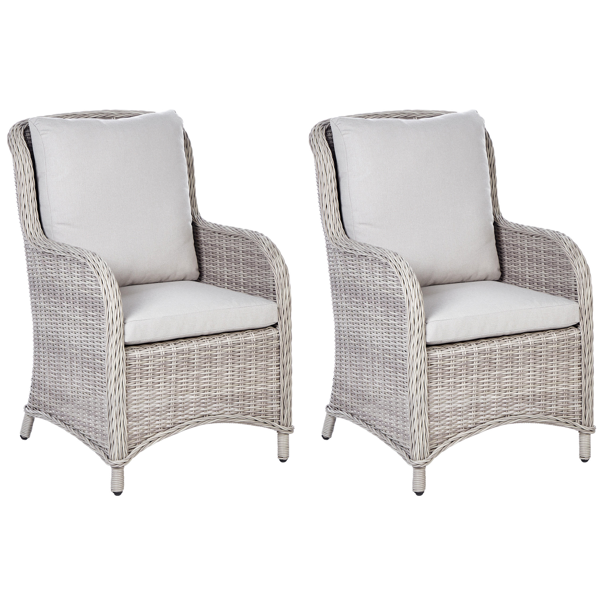 GARTENSTUHL 2er-Set Taupe Cascais - Beige/Grau, Kunststoff (60/96/73cm) - Beliani