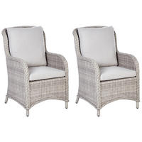 GARTENSTUHL 2er-Set Taupe Cascais - Beige/Grau, Kunststoff (60/96/73cm) - Beliani