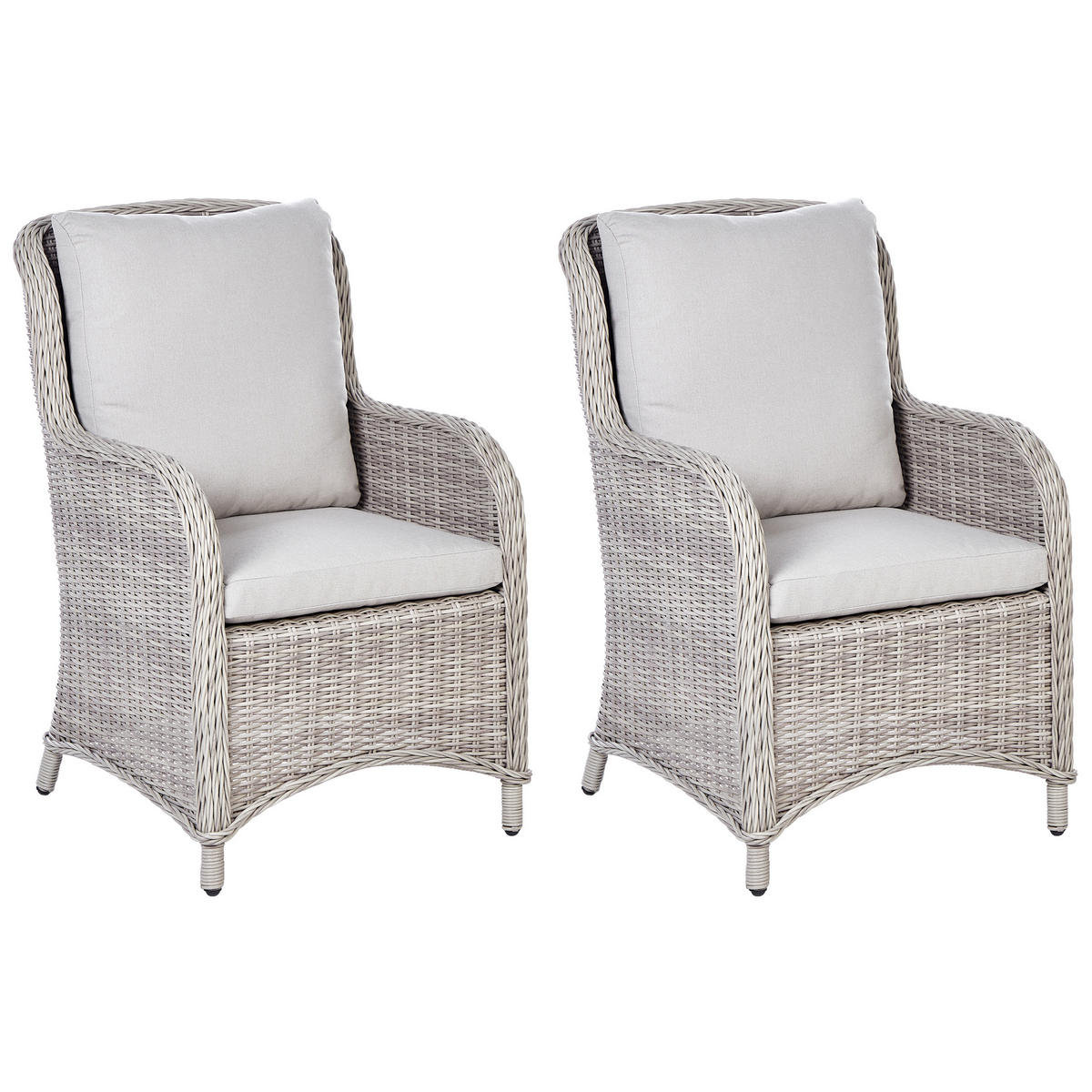 GARTENSTUHL 2er-Set Taupe Cascais - Beige/Grau, Kunststoff (60/96/73cm) - Beliani