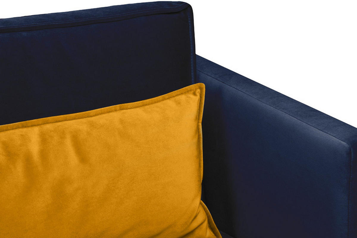 3-SITZER-SOFA GANZO 2 Kissen inklusive, Velours-Stoff, blau - Blau/Schwarz, Textil/Metall (193/84/92cm) - KONSIMO®